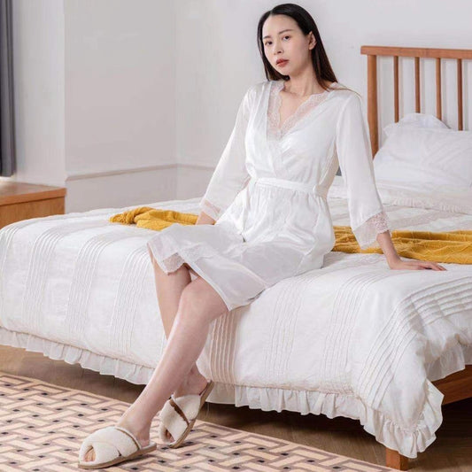 Women's Satin 2Pcs Robe Set - Nightwear