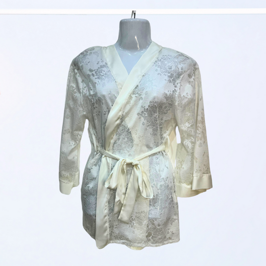 White Lacey Satin robe