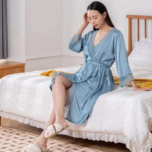 Women's Satin 2Pcs Robe Set - Nightwear