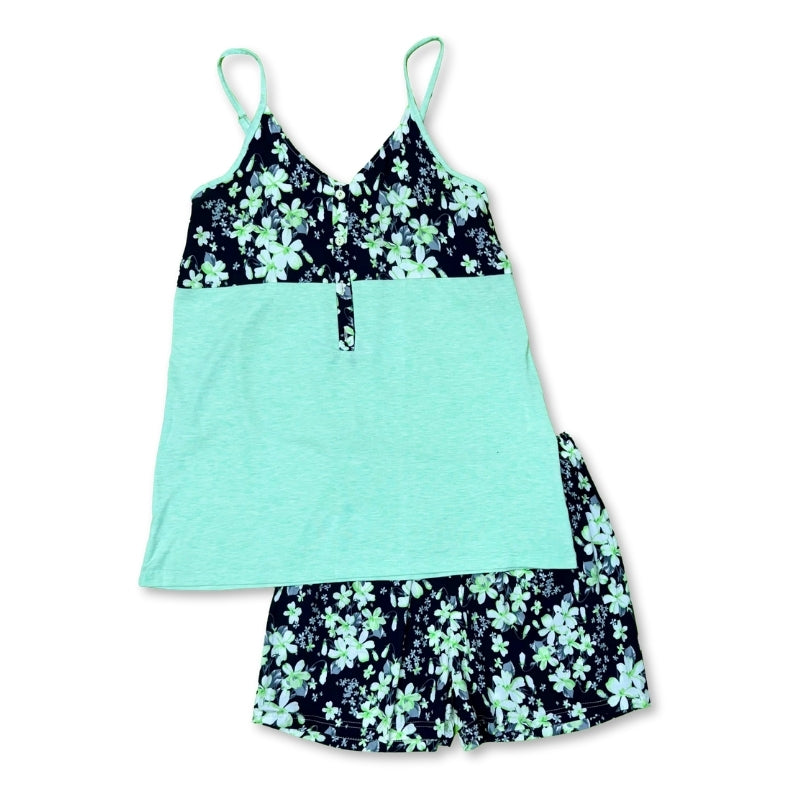 Top & Shorts Pajama Set - Green