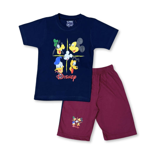 Mickey Boys Shorts Set - Blue Maroon