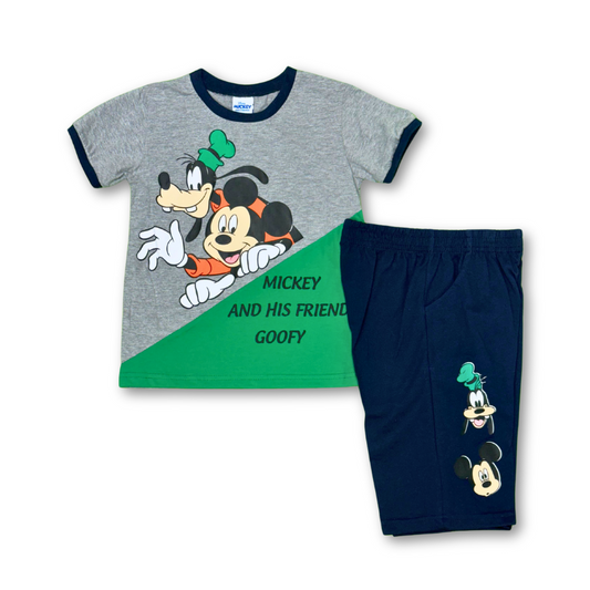 Mickey Mouse Boys Summer Shorts Set - Blue Grey