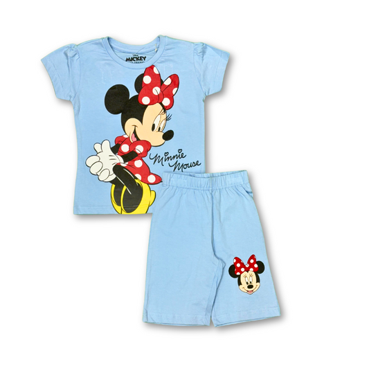 Disney Minnie Mouse Girls Summer Shorts Set - Blue