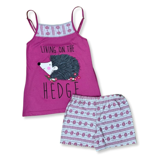 Top & Shorts Pajama Set - Pink Printed