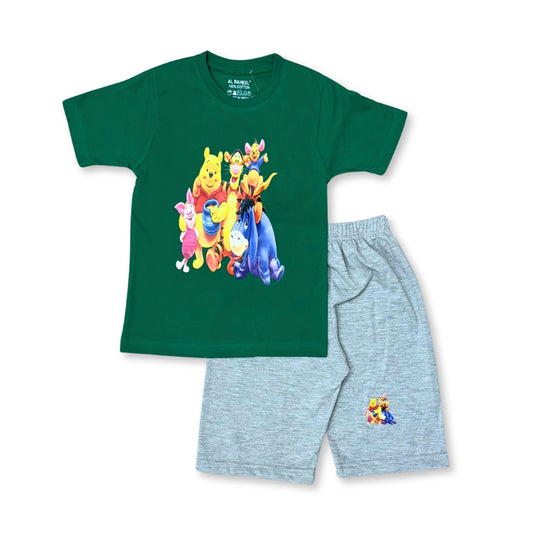 Winnie The Pooh Boys Shorts Set - Green Grey