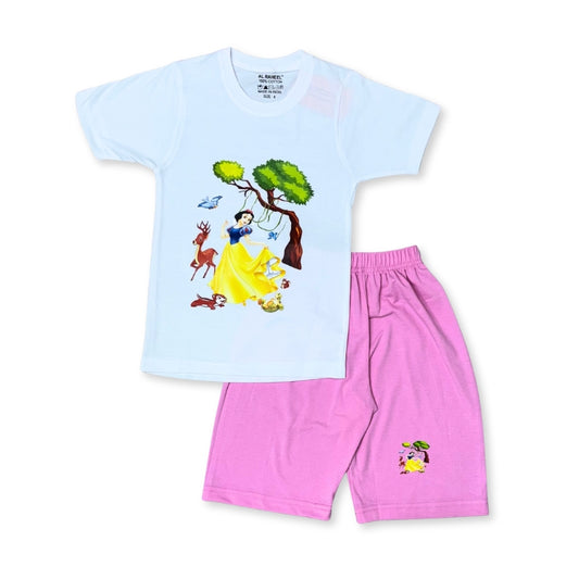 Princess Girls Shorts Set - White Pink