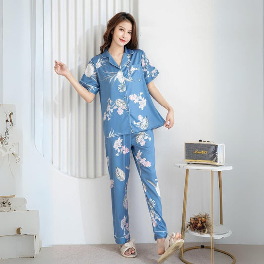 Satin Pajama Set, Half Sleeves