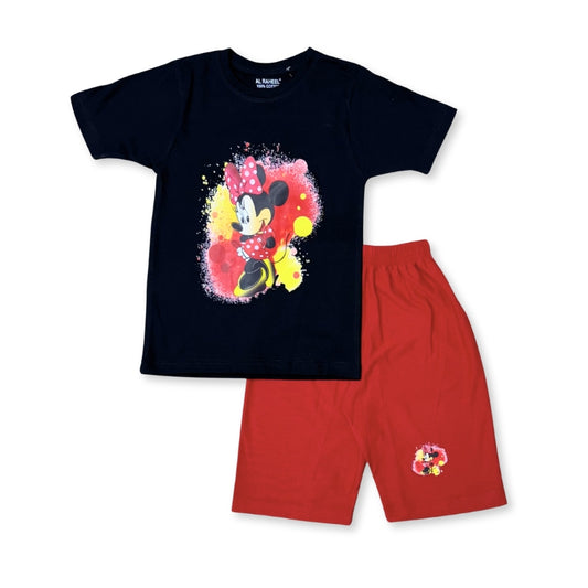 Minnie Mouse Girls Shorts Set - Black Red